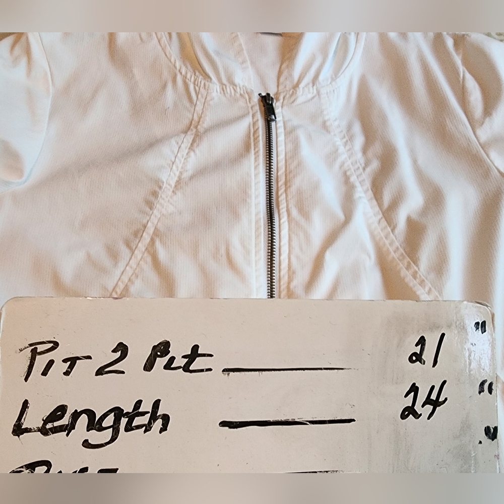 Coldwater Creek White Cotton Blend Hooded Zip Up Jacket Lagenlook Size Medium - Picture 9 of 9